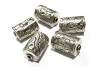 1 Bead - Ethnic tibetan bead Nepal bead Tibetan silver bead snake design cylinder focal pendant bead antiqued silver finish BD141
