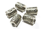 1 Bead - Ethnic tibetan bead Nepal bead Tibetan silver bead snake design cylinder focal pendant bead antiqued silver finish BD141