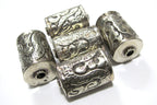 1 Bead - Ethnic tibetan bead Nepal bead Tibetan silver bead snake design cylinder focal pendant bead antiqued silver finish BD141