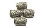 1 Bead - Large Tibetan silver bead floral carving cylinder scroll shape bead Nepal beads Ethnic beads Tibetan bead Nepalbeadshop - BD347