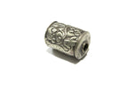 1 Bead - Large Tibetan silver bead floral carving cylinder scroll shape bead Nepal beads Ethnic beads Tibetan bead Nepalbeadshop - BD347