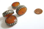 1 BEAD - Tibetan bead copal bead Beautiful large disc wheel shape tibetan silver encased honey copal resin focal pendant bead - BD168