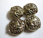 1 Bead - Large size Tibetan antiqued silver color finish repousse rabbit design focal bead - BD448