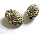 1 Bead - Lotus beads Ethnic tibetan silver bead Nepal bead Large Tibetan silver repousse lotus floral design focal bead- BD460