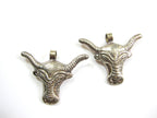 1 Pendant - Nepal pendants Tibetan silver color cattle skull head horn pendant - PM618