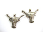 1 Pendant - Nepal pendants Tibetan silver color cattle skull head horn pendant - PM618