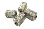 1 BEAD - Ethnic Tibetan beads Nepal bead Rectangular cube shape Tibetan silver repousse floral animal design bead Nepalbeadshop- BD339