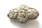1 Bead - Ethnic tibetan bead Nepal bead Large Tibetan silver bead repousse Cross shape floral design focal pendant bead- BD380