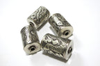 1 Bead - Ethnic tibetan bead Nepal bead Tibetan silver bead snake design cylinder focal pendant bead antiqued silver finish BD141