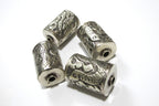 1 Bead - Ethnic tibetan bead Nepal bead Tibetan silver bead snake design cylinder focal pendant bead antiqued silver finish BD141