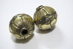 1 BEAD - Large Size 19 -20 mm Tibetan brass repousse floral design oval rondele shape beads Nepal beads Tibetan beads lotus beads BD996