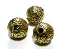 1 BEAD - Large Size 20 -21 mm Tibetan brass repousse floral dragon design beads - Antiqued Rustic finish Nepal brass beads BD358