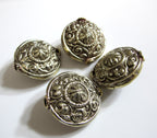 1 Bead - Large size Tibetan antiqued silver color finish repousse flower design focal bead wheel shape bead tibetan beads nepal- BD170