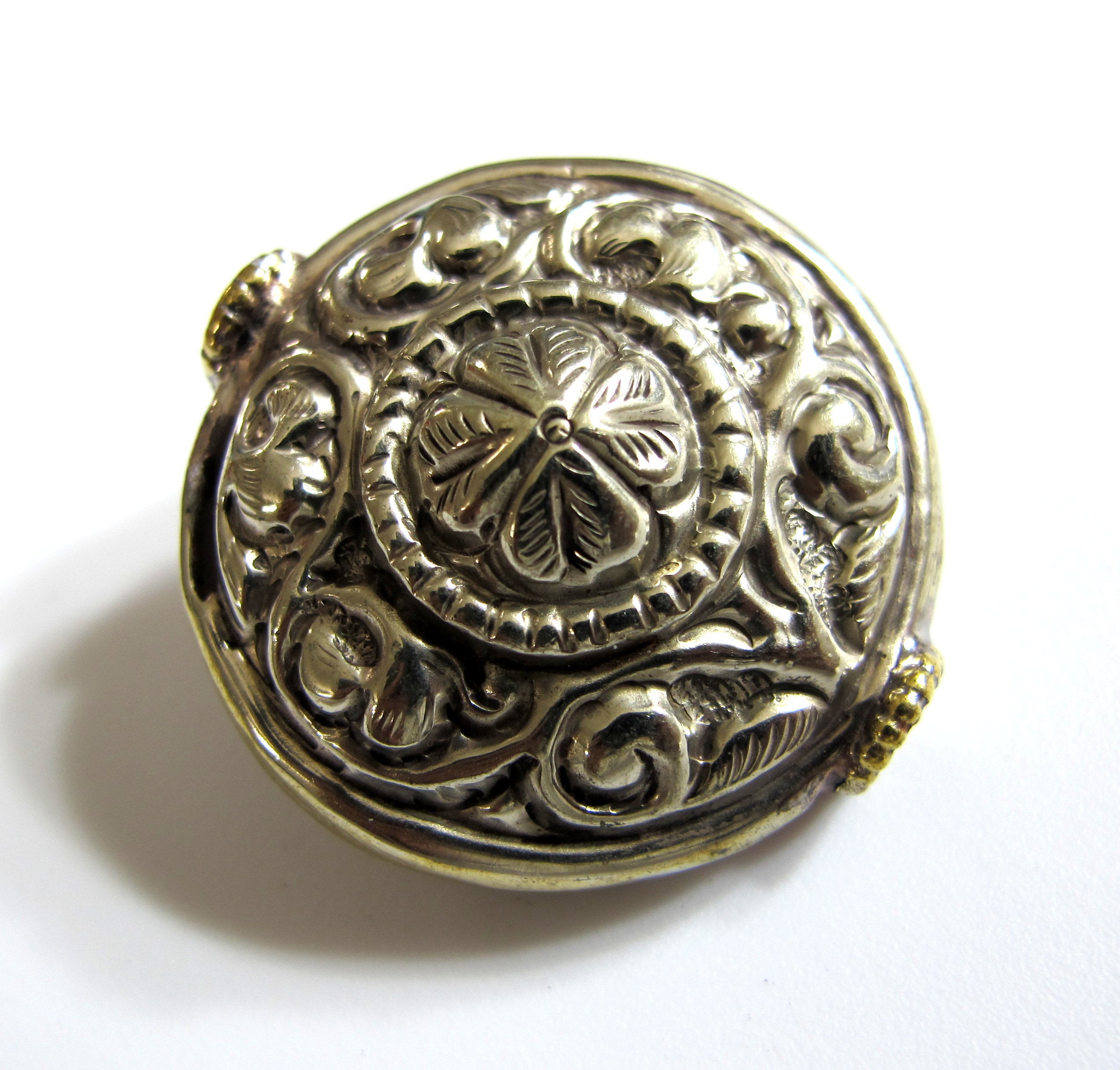 1 Bead - Large size Tibetan antiqued silver color finish repousse flower design focal bead wheel shape bead tibetan beads nepal- BD170