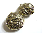 1 Bead - Large size Tibetan antiqued silver color finish repousse rabbit design focal bead - BD448
