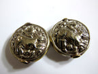 1 Bead - Large size Tibetan antiqued silver color finish repousse rabbit design focal bead - BD448
