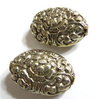 1 Bead - Lotus beads Ethnic tibetan silver bead Nepal bead Large Tibetan silver repousse lotus floral design focal bead- BD460