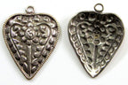 1 tibetan charm pendant - Gorgeous Heart shape Tibetan antiqued silver color finish lotus flower symbol light weight charm Nepal- PM705F