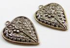 1 tibetan charm pendant - Gorgeous Heart shape Tibetan antiqued silver color finish lotus flower symbol light weight charm Nepal- PM705F