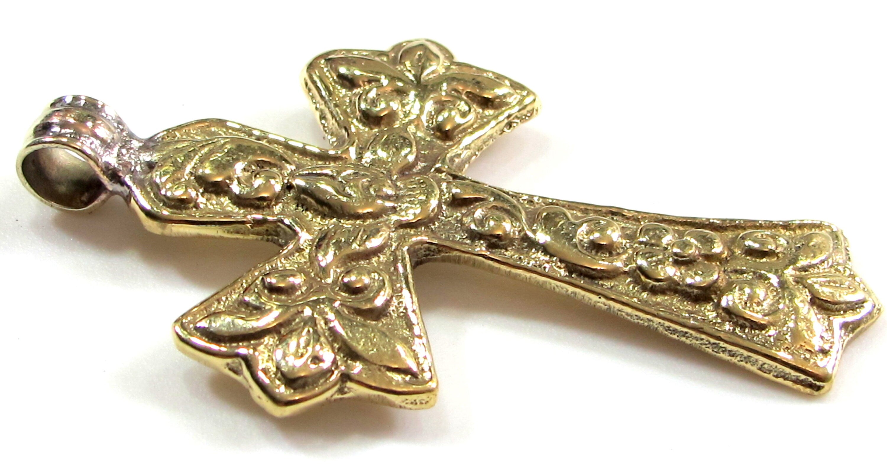 Tibetan cross pendant Reversible Tibetan lotus floral design cross pendant from Nepal - PM707