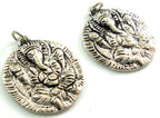 1 Pendant - Shree Ganesha antiqued silver color pendant with reverse side inscribed prayer shree ganeshay namah - CP095A