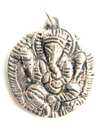 1 Pendant - Shree Ganesha antiqued silver color pendant with reverse side inscribed prayer shree ganeshay namah - CP095A