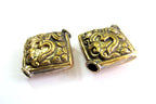 1 Bead - Tibetan OM bead tibetan brass beads om ohm mantra beads nepal beads antiqued finish square kite shape nepalbeadshop BD249