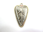 2 charm pendants - Heart leaf shape Tibetan antiqued silver color finish floral leaf repousse Nepalese pendant light weight Nepal- PM621B
