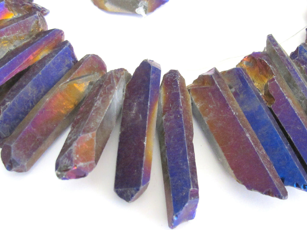 10 beads - Titanium Quartz points Mystic peacock purple blue titanium quartz points - GM271K