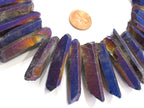 10 beads - Titanium Quartz points Mystic peacock purple blue titanium quartz points - GM271K