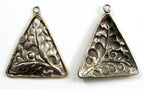 1 charm pendant - Triangle shape Tibetan antiqued silver finish floral leaf repousse Nepalese pendant light weight charm Nepal- PM705D