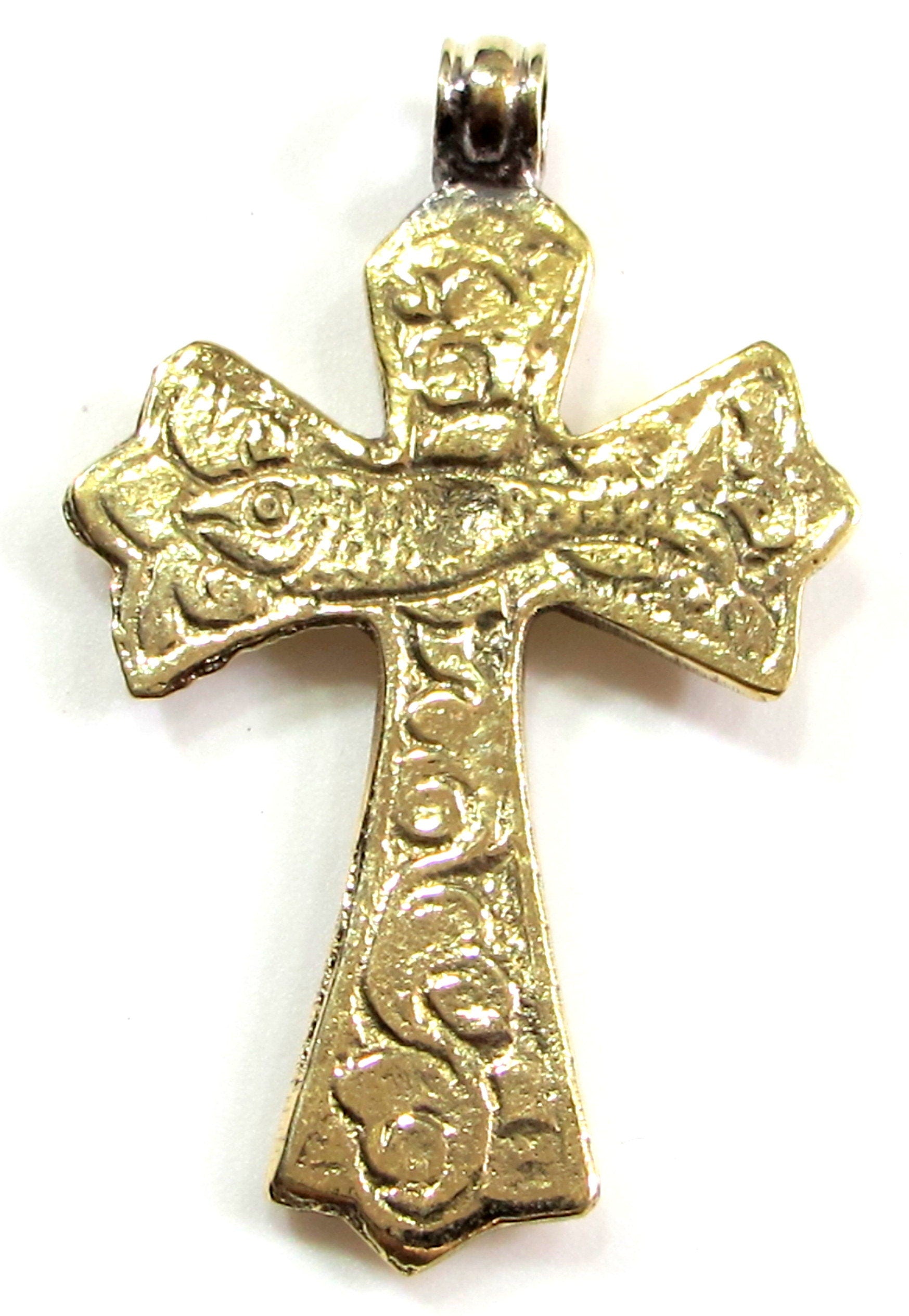 Tibetan cross pendant Reversible Tibetan lotus floral design cross pendant from Nepal - PM707