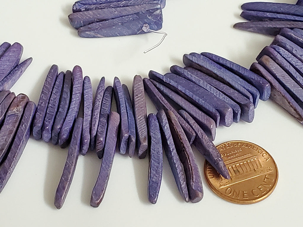 25 coconut stick beads - Purple color coconut sticks nature beads - NB067K