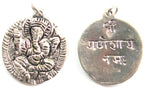 1 Pendant - Shree Ganesha antiqued silver color pendant with reverse side inscribed prayer shree ganeshay namah - CP095A