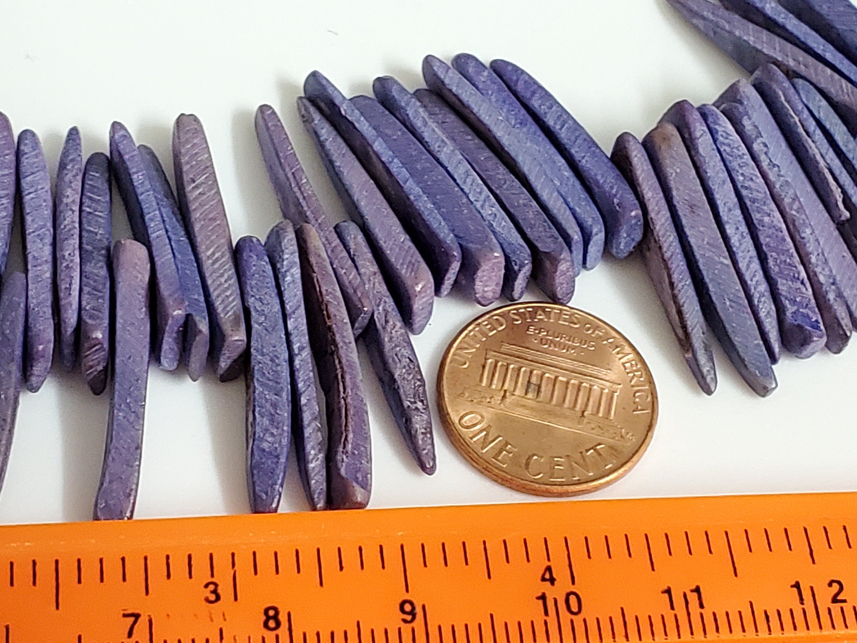 25 coconut stick beads - Purple color coconut sticks nature beads - NB067K