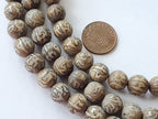 8 BEADS - 10 mm size Tibetan Om mantra etched ethnic naga conch shell beads - CH079