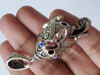 Gorgeous Ganesha Pendant Nepal 3D silver tone finish enamel inlaid lord Ganesha pendant - Ganpati Ganesh ji copyright Nepalbeadshop PM450K