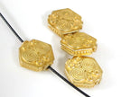 Ethnic spiral design Gold color plated hexagon shape beads - 2 beads - BD562G