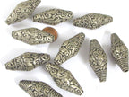 4 beads - Large thick Tibetan beads nepal beads filigree mix floral animal designs tibetan silver antiqued tone nepalbeadshop - BD931K