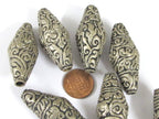 4 beads - Large thick Tibetan beads nepal beads filigree mix floral animal designs tibetan silver antiqued tone nepalbeadshop - BD931K