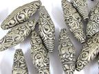 2 beads - Nepal filigree beads Tibetan silver antiqued finish bicone shape mix designs ethnic beads from Nepal - BD943K