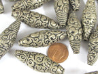 1 bead - Nepal filigree beads Tibetan silver antiqued finish bicone shape mix designs ethnic beads from Nepal - BD943K