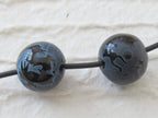 1 Bead - 20 mm Black onyx etched Tibetan dragon bead - 1 bead - BD117