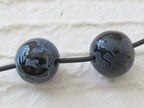 1 Bead - 20 mm Black onyx etched Tibetan dragon bead - 1 bead - BD117