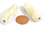 1 Bead - Long tubular cylinder mother of pearl shell MOP mosaic inlay bead - 36- 38 mm long - BD690G