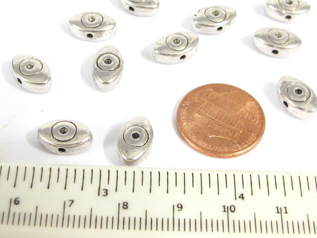 8 beads - Evil eye beads silver tone finish eye shape small size spacer beads 12 mm x 7 mm nepalbeadshop - BD690H