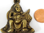 1 Pendant - Tibetan brass warrior knight sword fighter pendant from Nepal antiqued finish - CP143