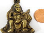1 Pendant - Tibetan brass warrior knight sword fighter pendant from Nepal antiqued finish - CP143