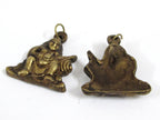 1 Pendant - Tibetan brass warrior knight sword fighter pendant from Nepal antiqued finish - CP143