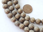 8 BEADS - 10 mm size Tibetan Om mantra etched ethnic naga conch shell beads - CH079